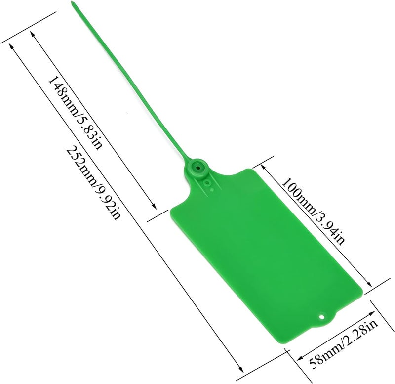 LeadSeals 100 Plastic Tags Shipping Tags Water Proof Tags for Labeling Shipping Labels Security Seals Writable Marker Ties Hanging Tags Storage Tag with One Marker Pen (Green) - Image 5
